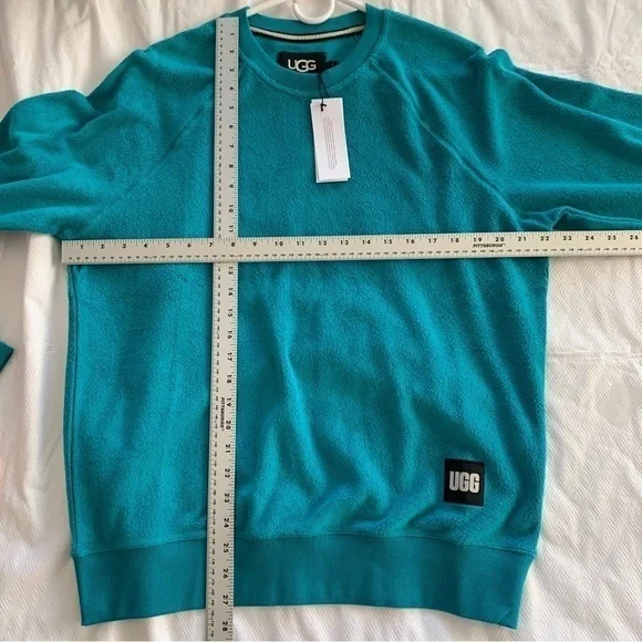 Ugg Men’s Kamryn Woven Fleece sweater Crewneck Marina Blue Logo Size Medium NWT - Picture 9 of 9